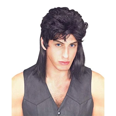 Image of Rubie&#039;s Official Mullet Wig Black, Adult Costume One Size Halloween