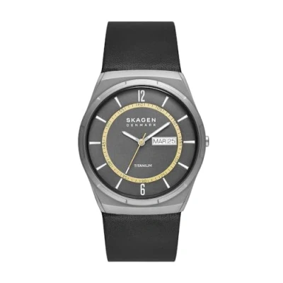 Image of Skagen Men Analogue Quartz Watch with Leather Strap SKW6907