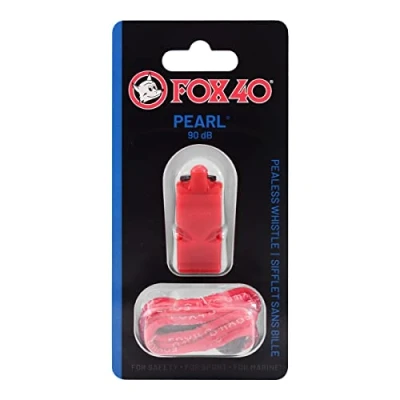 Image of Fox 40 Pearl Safety Whistle C/W Wrist Lanyard Red, One Size
