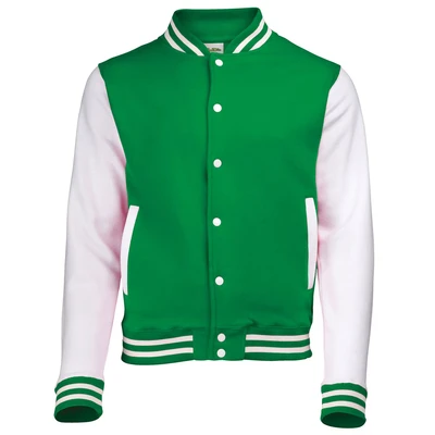 Image of AWDis Just Hoods Varsity Jacket Unisex Kelly Green/White XL
