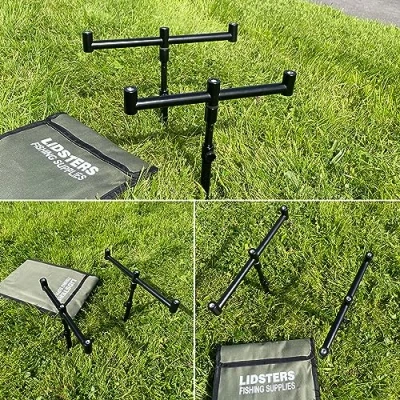 Image of 3 ROD SET UP BLACK 2 20 30CM BANK STICKS BUZZ BARS 25CM CARP FISHING 16MM