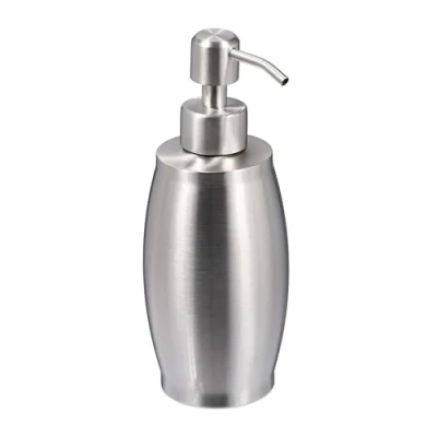 Image of Relaxdays Soap Dispenser, 350 ml, Stainless Steel, Refillable, Detergent &amp; Shower Gel, Bathroom Kitchen, Pump, Silver
