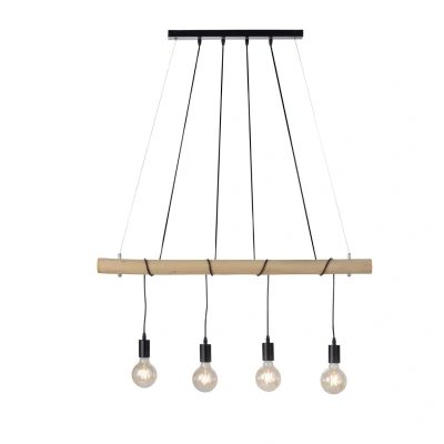 Image of Tero Bar Pendant Ceiling Light Black 4xE27 Dimmable