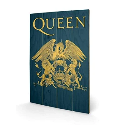 Image of Pyramid International Queen Crest Wood Print 40 x 59cm, Multi Colour, 59 1.3 cm