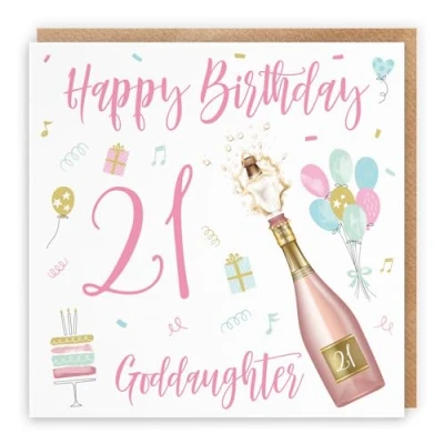 Image of Hunts England Goddaughter 21st Birthday Card Happy 21 Champagne Collection
