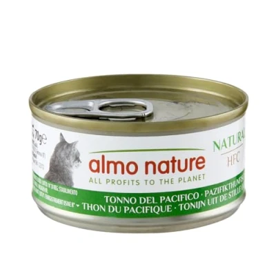 Image of almo nature HFC Natural Wet Cat Food with Pacific Tuna (Pack of 24 x 70g Tins), transparent