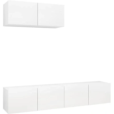 Image of vidaXL TV Cabinets in White Engineered Wood Wall Mounted 3 Piece Set with Ample Storage Space, Ideal for Home Living Room