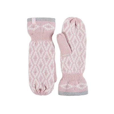 Image of HEAT HOLDERS Ladies Thick Fleece Lined Insulated Warm Knitted Winter Thermal Mittens (One Size, Coral)