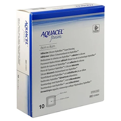 Image of Aquacel Foam Adhesive Square Dressing Pad, 8 x cm