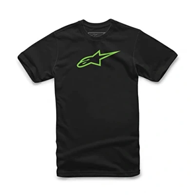 Image of Alpinestars Men&#039;s Ageless Classic Regular Fit Short Sleeve Casual Shirt, Black (Black/Green), Medium