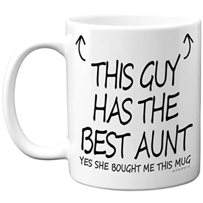 Image of Stuff4 This Guy Has The Best Aunt Mug Auntie Aunty Gifts, 11oz Ceramic Dishwasher Safe Coffee Mugs Nephew Gifts for Birthday, Christmas Day Presents, Secret Santa, Premium Cup Made in UK