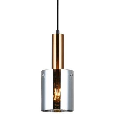 Image of Italux Lighting Modern Hanging Pendant Brass 1 Light with Glass, Smoky Shade, E27 ITLPND 5581 BRO+SG