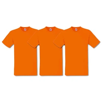 Image of Fruit of the Loom Men&#039;s Heavy T Shirt Pack 3, Orange, Large