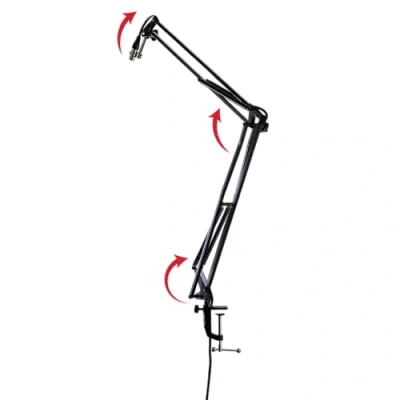Image of Gator Frameworks Desk Mounted Broadcast Microphone Boom Stand for Podcasts and Recording (GFWMICBCBM1000)