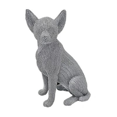 Image of EXTRA LARGE 32CM HIGH Glitzy silver glitter diamante sitting sat Chihuahua ornament figurine statue decoration ideal lover gift