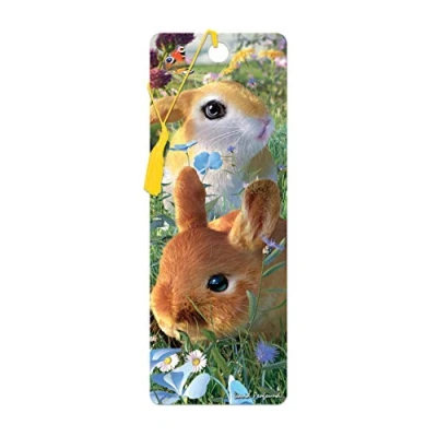 Image of 3D LiveLife Bookmark Bunnies from Deluxebase. A Rabbit with lenticular Artwork Licensed Renowned Artist David Penfound