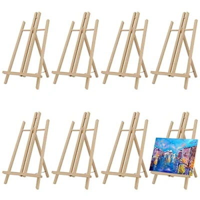 Image of MUKLEI 8 Pack 30 cm Wood Display Easels, Wooden Tabletop Easel, Mini Pine Easel Adjustable Stand Tripods Foldable Painting for Arts Crafts, Displaying Frames