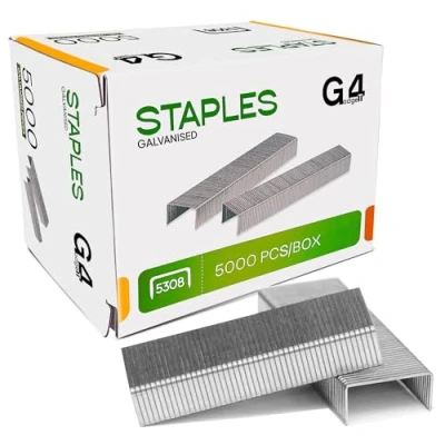 Image of G4GADGET 5000 x 53/8 Heavy Duty Staples 53/8mm for Staple Guns and Staplers, Office &amp; Upholstery Supplies