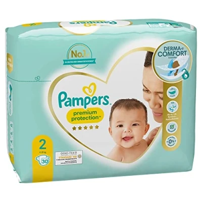 Image of Pampers Baby Nappies Size 2 (4 8 kg), Pack of 30, Old Version