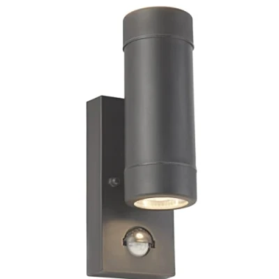 Image of CGC Lighting Dark Grey Outdoor Outside Wall Light Up Down Motion Sensor PIR Porch Garden(Dark Double Spotlight with Sensor)