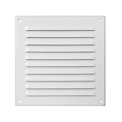 Image of Metal Air Vent Grille with Fly Screen Flat Ducting Ventilation Cover White (250mm x 250mm)