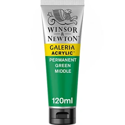 Image of Winsor &amp; Newton 120ml Galeria Acrylic Paint Permanent Green Middle