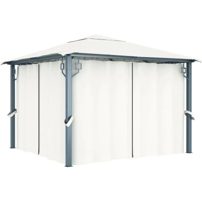 Image of vidaXL Gazebo with Curtain 300x300 cm Cream Aluminium