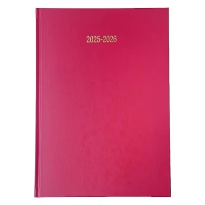 Image of Academic Diary 2025 2026 A5 Day to a Page DAP Appointment Mid Year Planner Case bound Hardback Pink