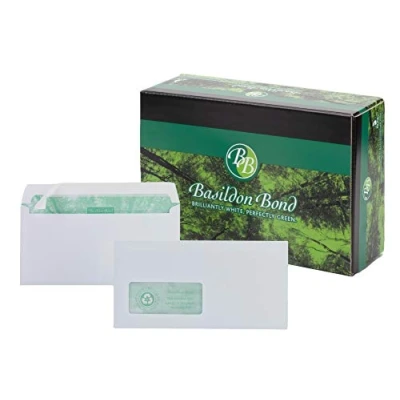 Image of Basildon Bond DL White Peel And Seal Wallet Envelope, 120 gsm, Pack of 500