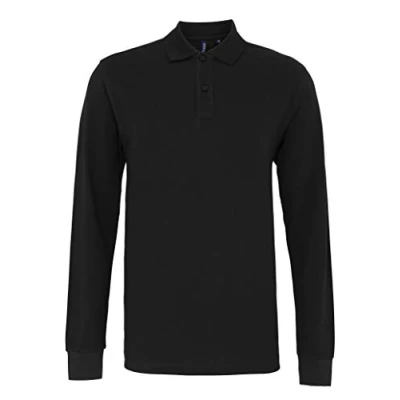 Image of Asquith &amp; Fox Men&#039;s Classic Fit Long Sleeves Polo AQ030Smart Superior Black XL