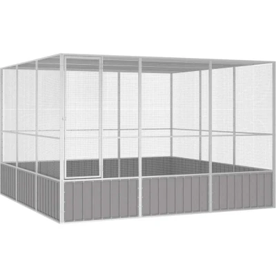 Image of vidaXL Bird Cage Grey 302.5x324.5x211.5 cm Galvanised Steel