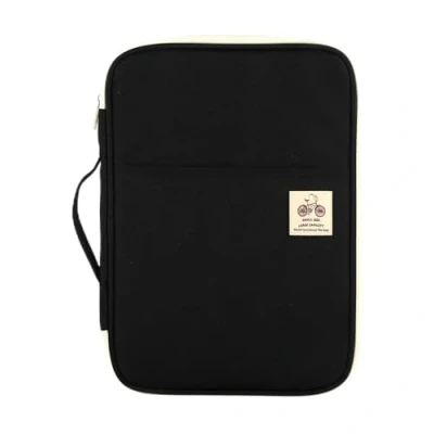 Image of Ausla A4 Documents Bag Portfolio Organizer Holder Multifunctional Travel Pouch Handy Zippered Case for Notebook, Ipad, and Pens Large Capacity Waterproof 13.8 * 9.8 1.4in (Black)