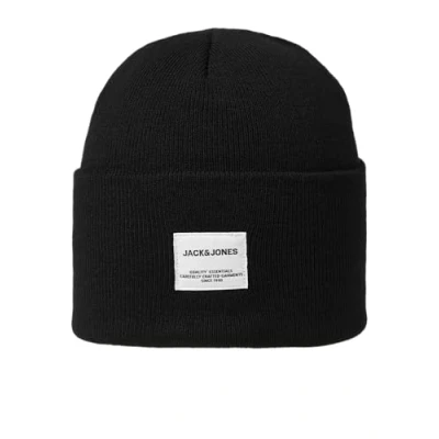 Image of Jack &amp; Jones Men&#039;s Jaclong Knit Noos Beanie, Black, One Size UK