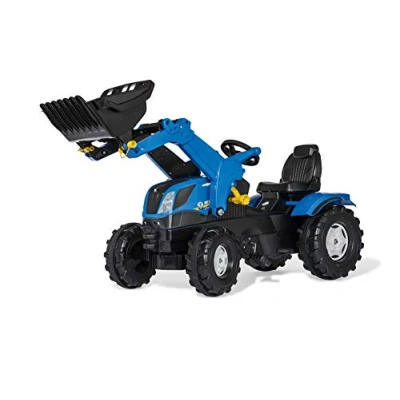 Image of ROLLY TOYS RIDE ON TOY New Holland Pedal Tractor with Front Loader, Ages 3 8 years, Unisex, Leather Seat, Outdoor Play