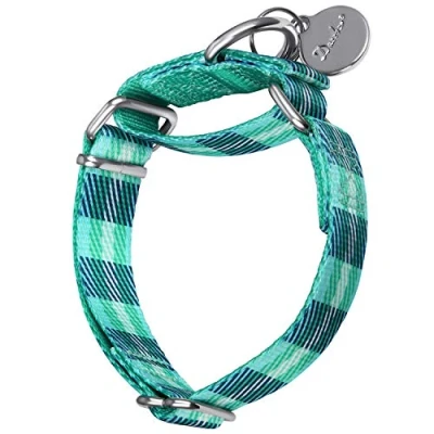 Image of Dazzber Martingale Collars for Dogs Soft Adjustable Dog Collar, Durable D ring Heavy Duty, Choke Collar Large Medium Small (Medium, 2.5cm Wide, Twill Plaid)