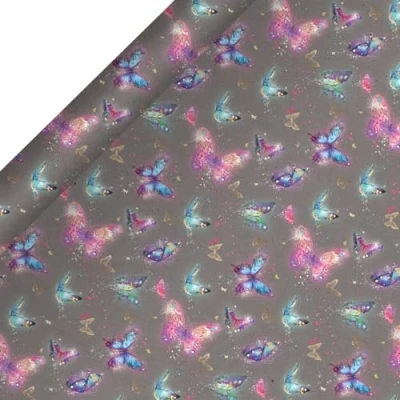 Image of Glick Luxury Roll Wrap, Butterflies, Wrapping Paper 4 metres x 70 cms, Suitable for Birthdays &amp; Other Celebrations