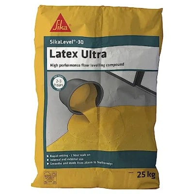 Image of Sika Level 30 Latex Ultra High Performance and Fast Drying Floor Levelling Compound for Interior Exterior Grey 25 kg