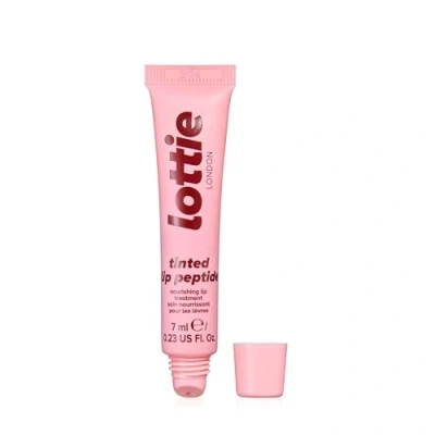 Image of Lottie London Tinted lip Peptide in Cotton Candy, Hydrating skincare/makeup hybrid balm with Shea Butter &amp; Vitamin E to repair and nourish lips a sheer, glossy tint