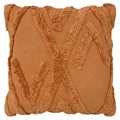 Image of furn. Kamjo Geometric Cotton Tufted Feather Filled Cushion Rust One Size