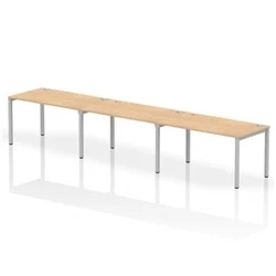 Image of Impulse Bench Single Row 3 Person 1400 Silver Frame Desk Maple