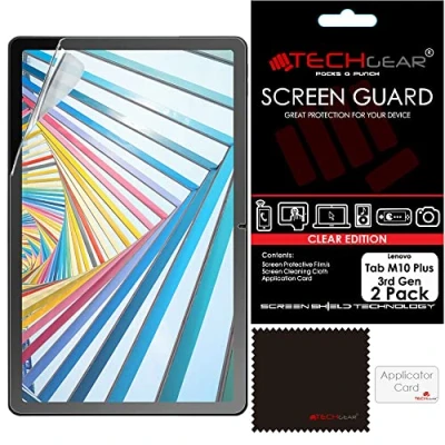 Image of TECHGEAR [Pack of 2 Screen Protectors for Lenovo Tab M10 Plus 3rd Gen 2022 (10.6 Inch screen) TB125 / TB128 Ultra Clear Protector Guard Cover + Cleaning Cloth &amp; Applicator Card