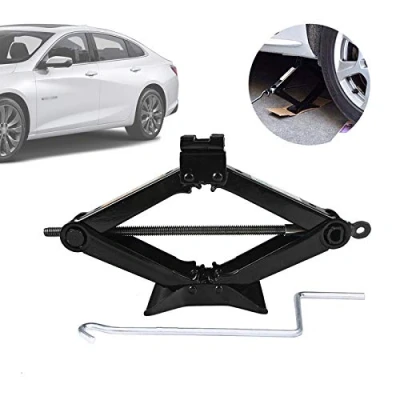 Image of DICN Scissor Car Jack Portable Compact Roadside Emergency for Citron Renault Ford Vauxhall Nissan Toyota Kia 2 Ton Black with Chromed Crank Handle