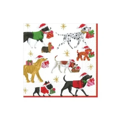 Image of Caspari Entertaining with Christmas Delivery Cocktail Napkins, White, 20 Piece