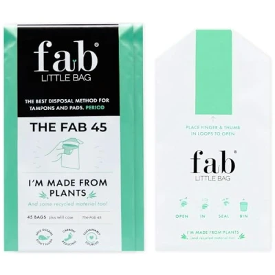 Image of Fab Little Bag Sanitary Disposal Bags for Tampons, Ladies Pads, Towels, Panty Liners, Feminine Hygiene Products No Mess, Odour, Sealable Pack of 45 Tampon