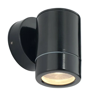 Image of Odyssey Satin Black Exterior Interior Outdoor Garden Single GU10 Wall Light Spotlight Downlight IP65