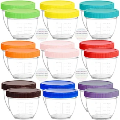 Image of Youngever 18 Pack 60ml Baby Food Storage, Re usable Containers with Lids and Labels, 9 Assorted Colors