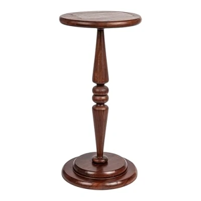 Image of Creative Co Op Bishop Pedestal Cocktail Side Table, Dark Chestnut
