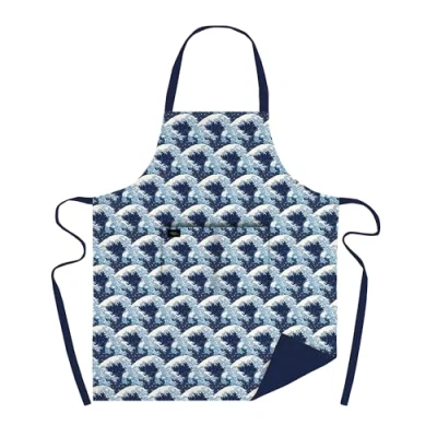Image of Museums &amp; Galleries Adjustable Apron The Great Wave by Katsushika Hokusai Artistic Japanese Design Organic Cotton Stylish Home Accessory