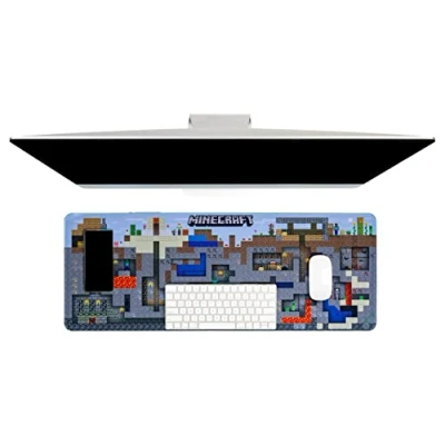 Image of Minecraft World Desk Mat Officially Licensed Keyboard and Mousemat for Office, Non Slip Wipe Clean Large Mouse Pad Gaming Set Up Paladone