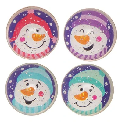 Image of Baker Ross AX436 Snowman Glitter Bouncy Jet balls Pack of 10, Perfect Christmas Gifts for Kids, Party Favours or Stocking Stuffers